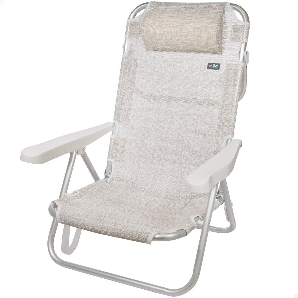 Silla plegable multiposición aluminio beige aktive