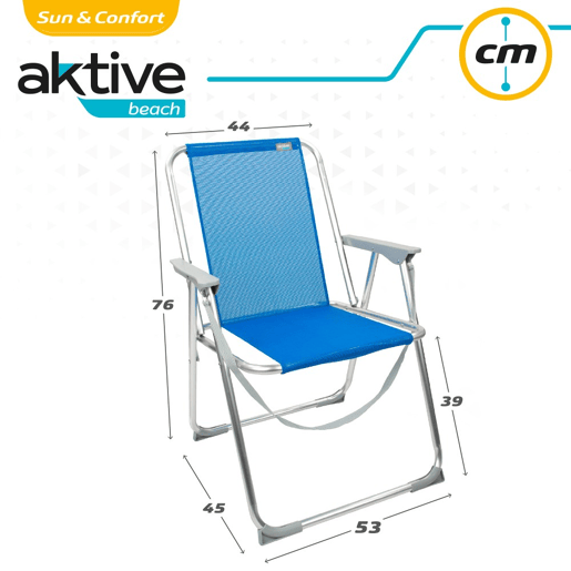 Cadeira de praia azul dobrável Aktive Beach