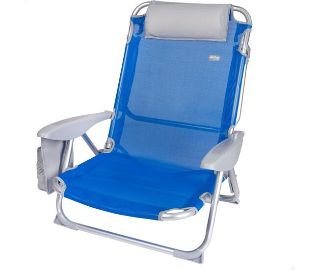 Silla de playa 4 posiciones con cojín y posavasos Aktive