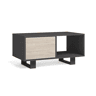 Mesa de café com portas, sala de jantar, modelo WIND, cor Cinzento antracite e Carvalho, 92x50x45cm