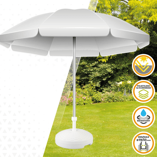 Base para guarda-sol circular branco 19-33 mm Aktive Base para guarda-sol circular branco 19-33 mm Aktive