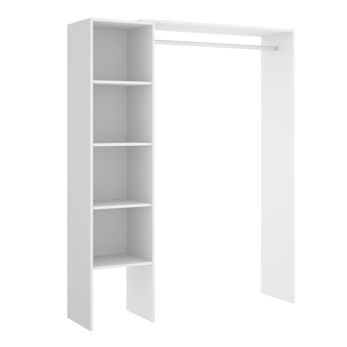 Armario vestidor suit con barra y 4 compartimentos blanco 185x80-138x40 cm