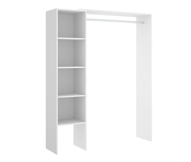 Armario vestidor suit con barra y 4 compartimentos blanco 185x80-138x40 cm