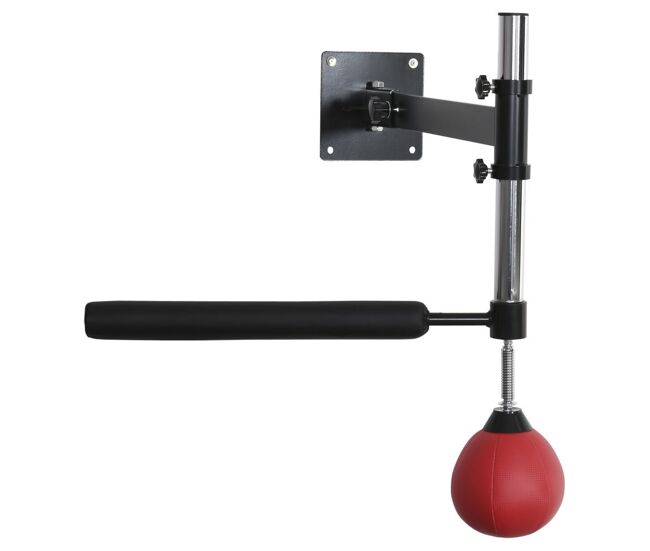 Homcom bola de velocidad de boxeo montado en pared altura ajustable con barra giratoria e inflador punching ball para adultos y adolescentes 79x72x20 cm negro y rojo