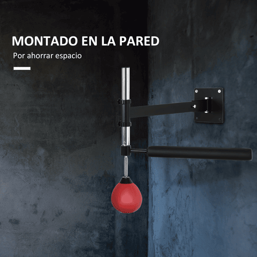 HOMCOM Punching Ball de Boxe Montado na Parede Altura Ajustável com Barra Giratória e Inflador Bola de Velocidade para Adultos e Adolecentes 79x72x20cm Preto e Vermelho HOMCOM Punching Ball de Boxe Montado na Parede Altura Ajustável com Barra Giratória e Inflador Bola de Velocidade para Adultos e Adolecentes 79x72x20cm Preto e Vermelho