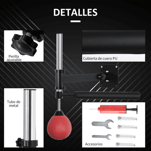 HOMCOM Punching Ball de Boxe Montado na Parede Altura Ajustável com Barra Giratória e Inflador Bola de Velocidade para Adultos e Adolecentes 79x72x20cm Preto e Vermelho HOMCOM Punching Ball de Boxe Montado na Parede Altura Ajustável com Barra Giratória e Inflador Bola de Velocidade para Adultos e Adolecentes 79x72x20cm Preto e Vermelho