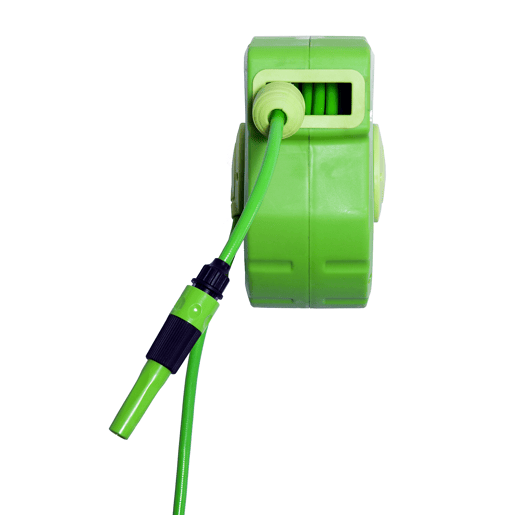 Outsunny Carretel para Mangueira 10m+1m Enrolador de Mangueira Montado na Parede Enrolador Automático 180º Giratório 35,5x11,x5x27,5cm Verde