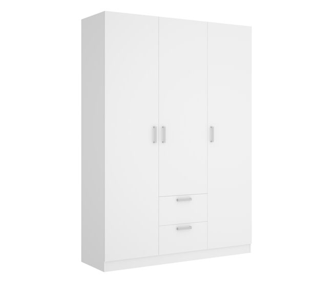 Armario maxi 3 puertas+2 cajones blanco 215x150x52 cm
