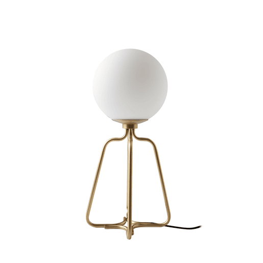 ANGEL CERDA Candeeiro de mesa em aço dourado e vidro branco