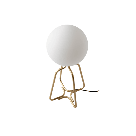 ANGEL CERDA Candeeiro de mesa em aço dourado e vidro branco