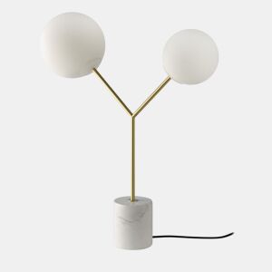 ANGEL CERDA Candeeiro de mesa em mármore branco, aço dourado e vidro branco