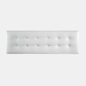 Cabeceira 145x50x7 | Cama de casal | Cabeceira estofada VERSALLES | Para camas de 120, 135 e 140 cm | Fixação à parede | Tecido em pele branca