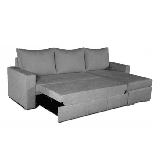 Sofá-cama Saint-Tropez cinza com chaise à direita.