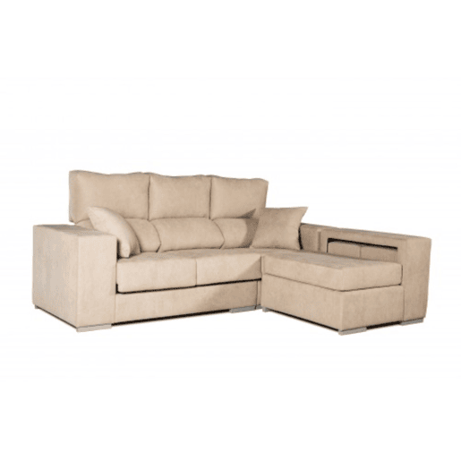 Sofá chaise longue Marbella bege à direita.