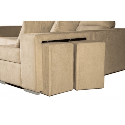 Sofá chaise longue Marbella bege à direita.