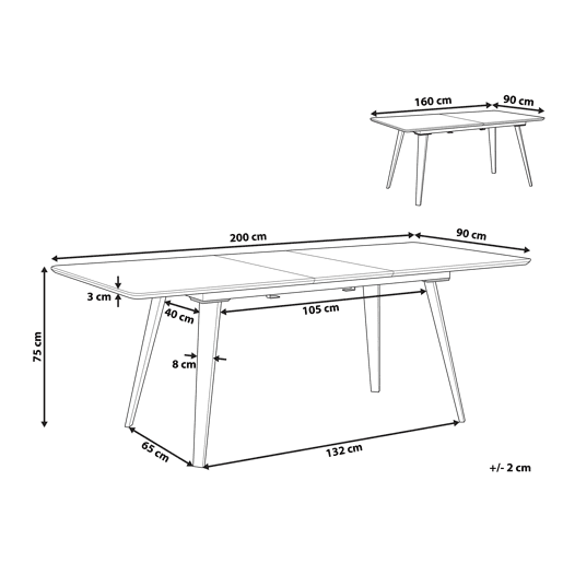Mesa de jantar extensível IRVINGTON Preto 160200 cm 90 cm