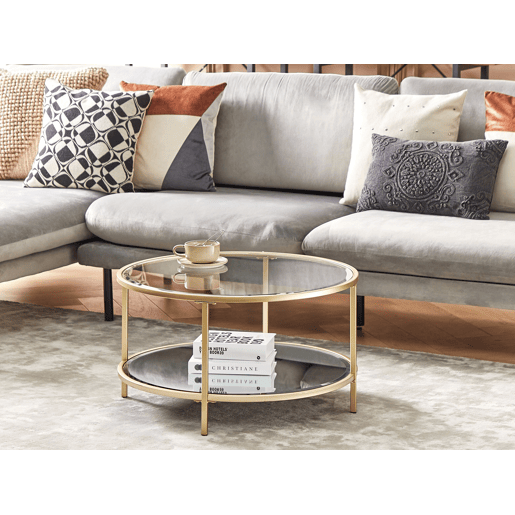 Mesa de centro BIRNEY Vidro de segurança (temperado) Dourado