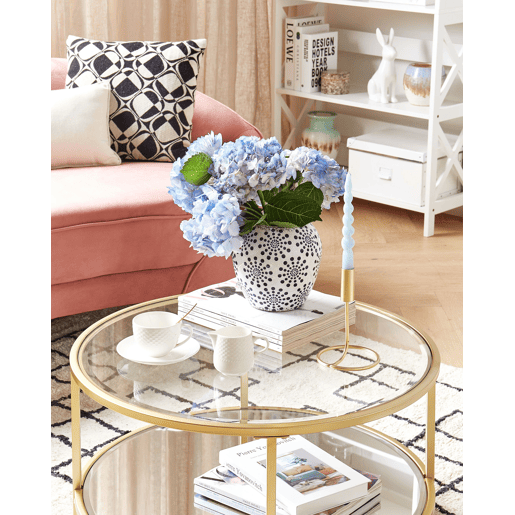 Mesa de centro BIRNEY Vidro de segurança (temperado) Dourado