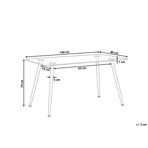 Mesa de jantar MIDLAND Preto 140 cm 80 cm Vidro de segurança (temperado)