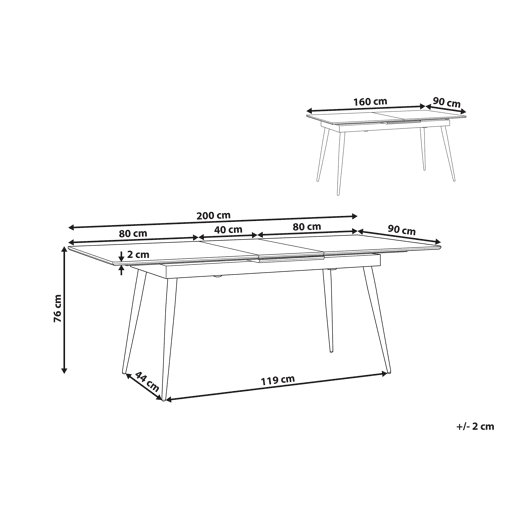 Mesa de jantar extensível MALDON Preto 160200 cm 90 cm