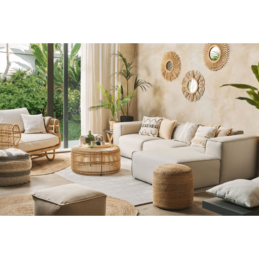 Mesa de centro LIMNI Rattan Castanho claro
