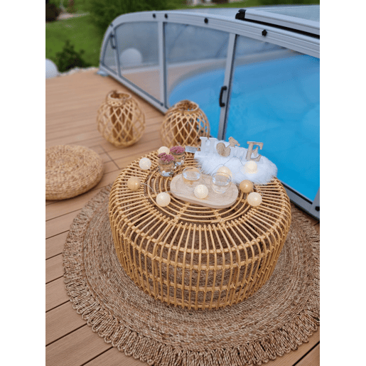 Mesa de centro LIMNI Rattan Castanho claro