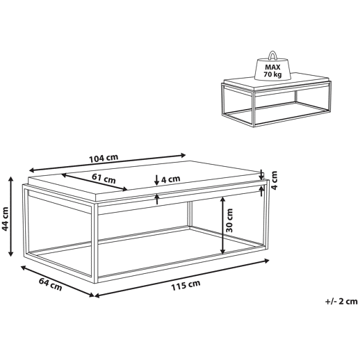 Mesa de centro ALTOS Efeito de betão cinzento