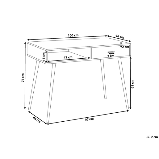 Secretária DEORA Castanho claro 100 cm 48 cm com arrumação