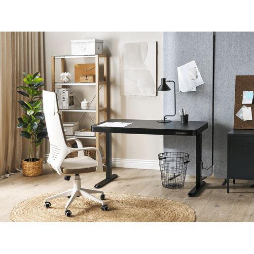 Secretária de pé ajustável eletricamente KENLY Preto 120 cm 60 cm com entrada USB