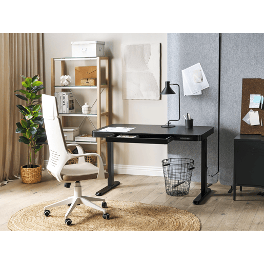 Secretária de pé ajustável eletricamente KENLY Preto 120 cm 60 cm com entrada USB