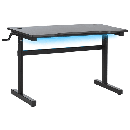 Secretária gaming ajustável manualmente DURBIN Preto 120 cm 60 cm LED RGB