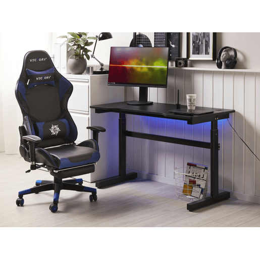 Secretária gaming ajustável manualmente DURBIN Preto 120 cm 60 cm LED RGB