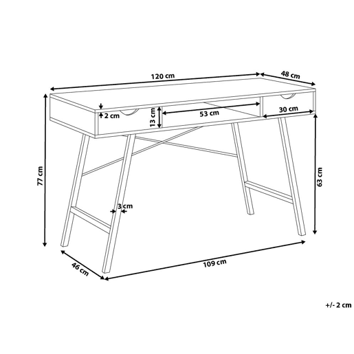 Secretária CLARITA Castanho claro 120 cm 48 cm com arrumação