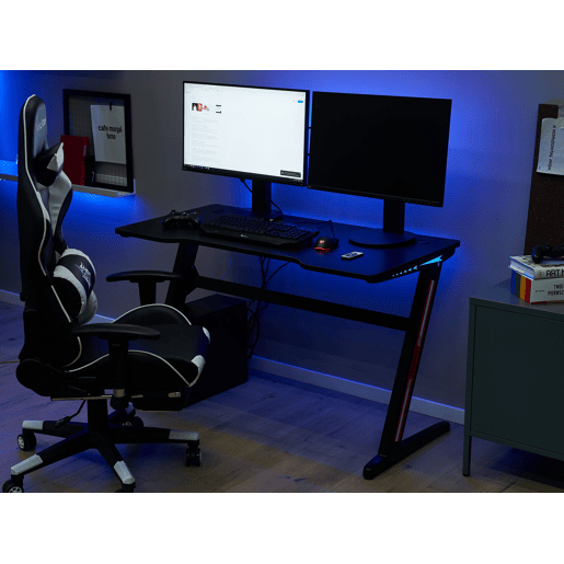 Secretária de jogos DARFUR Preto 120 cm 60 cm LED RGB