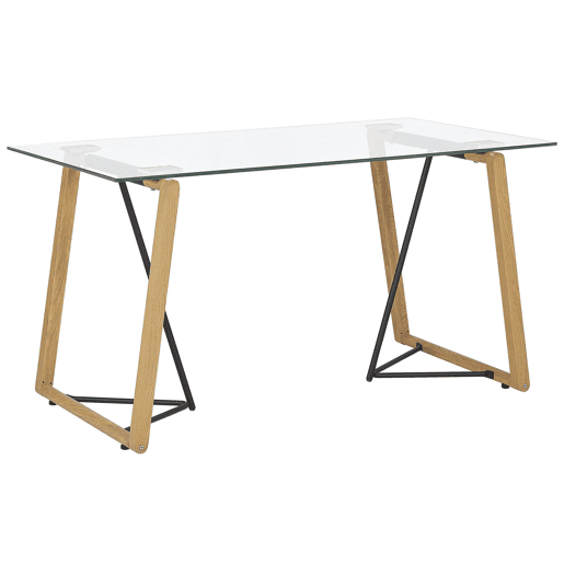 Mesa de jantar TACOMA Castanho claro 140 cm 80 cm Vidro de segurança (temperado)