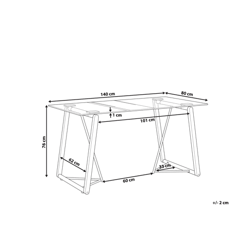 Mesa de jantar TACOMA Castanho claro 140 cm 80 cm Vidro de segurança (temperado)