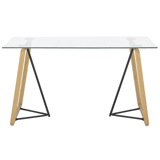 Mesa de jantar TACOMA Castanho claro 140 cm 80 cm Vidro de segurança (temperado)