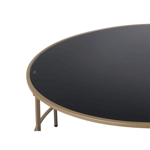 Mesa de centro FLORENCE Vidro PretoDourado Mesa de centro FLORENCE Vidro PretoDourado