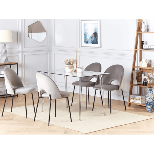 Mesa de jantar WINSTON Prateado 120 cm 70 cm Vidro de segurança (temperado)