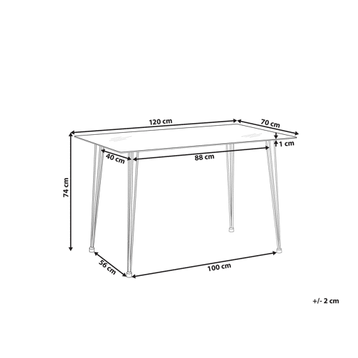 Mesa de jantar WINSTON Prateado 120 cm 70 cm Vidro de segurança (temperado)