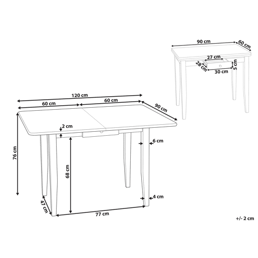 Mesa de jantar extensível MASELA Castanho 90120 cm 60 cm Madeira