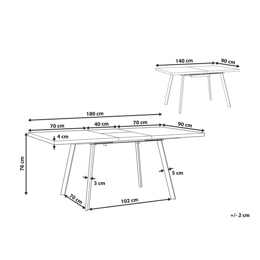 Mesa de jantar extensível HARLOW Castanho escuro 140180 cm 90 cm