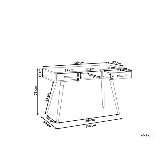 Toucador Secretária FRISCO Cinzento 120 cm 45 cm com arrumação