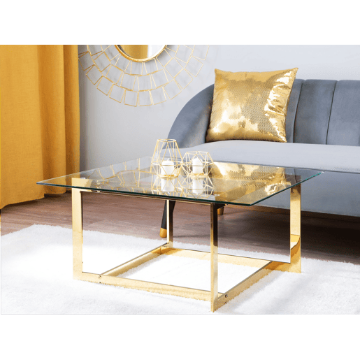Mesa de centro CRYSTAL Vidro de segurança (temperado) Dourado
