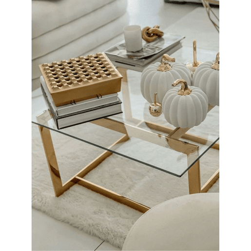 Mesa de centro CRYSTAL Vidro de segurança (temperado) Dourado