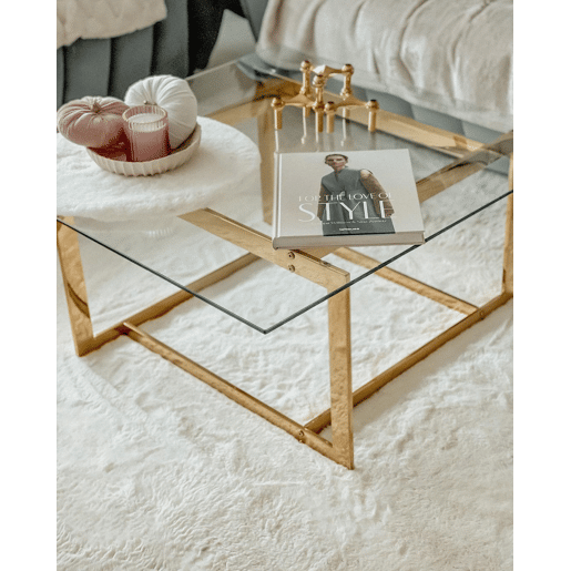 Mesa de centro CRYSTAL Vidro de segurança (temperado) Dourado