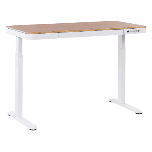 Secretária de pé ajustável eletricamente KENLY CastanhoBranco 120 cm 60 cm com entrada USB
