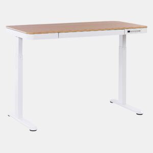 Secretária de pé ajustável eletricamente KENLY CastanhoBranco 120 cm 60 cm com entrada USB