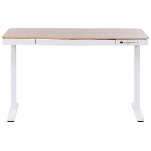 Secretária de pé ajustável eletricamente KENLY CastanhoBranco 120 cm 60 cm com entrada USB