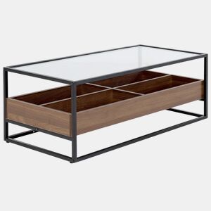 Mesa de centro WACO Vidro de segurança (temperado) Preto com arrumação